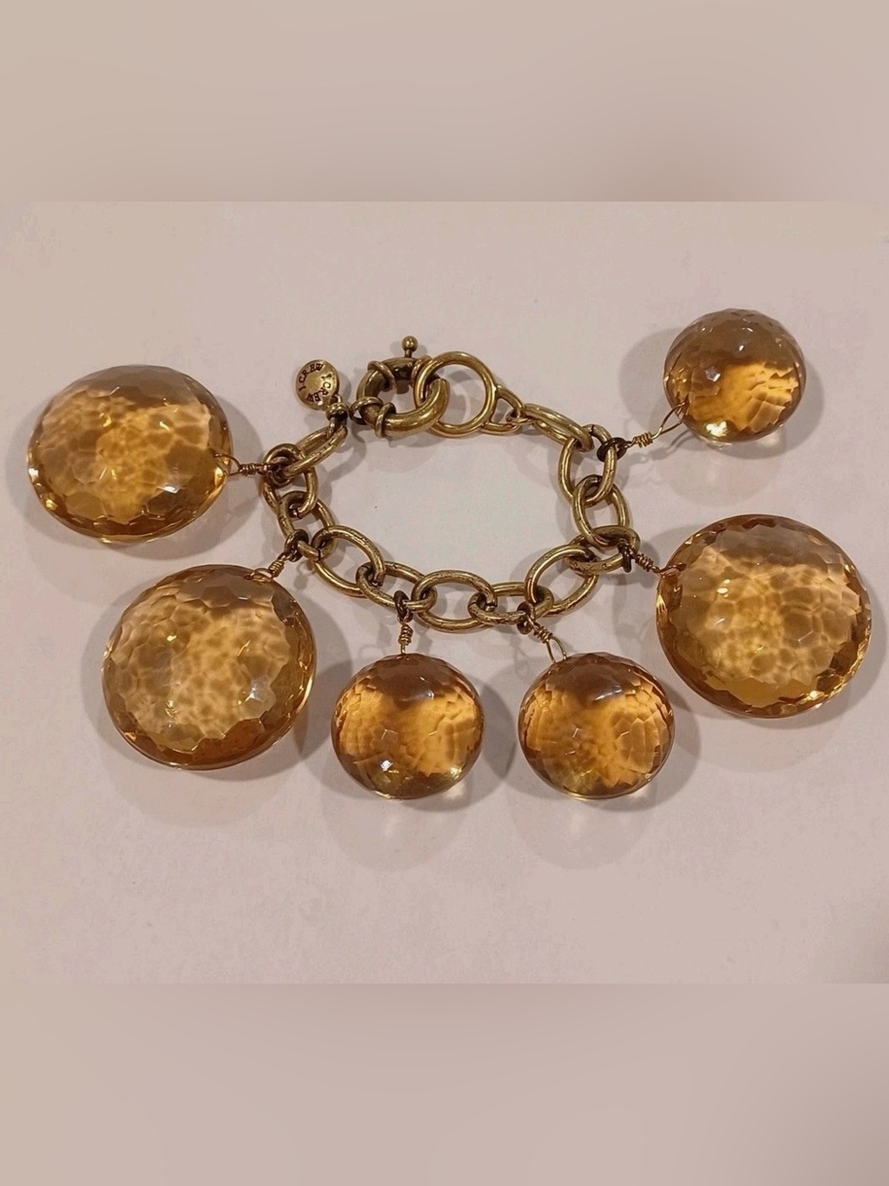 Vintage J. Crew Honeycomb Bubble Statement Bracelet Amber Gold